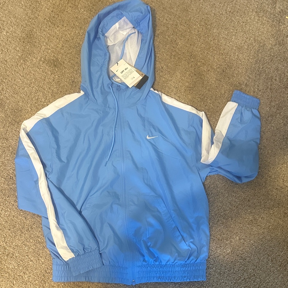 Nike Women's Blue Bomber Jacket with White Accents